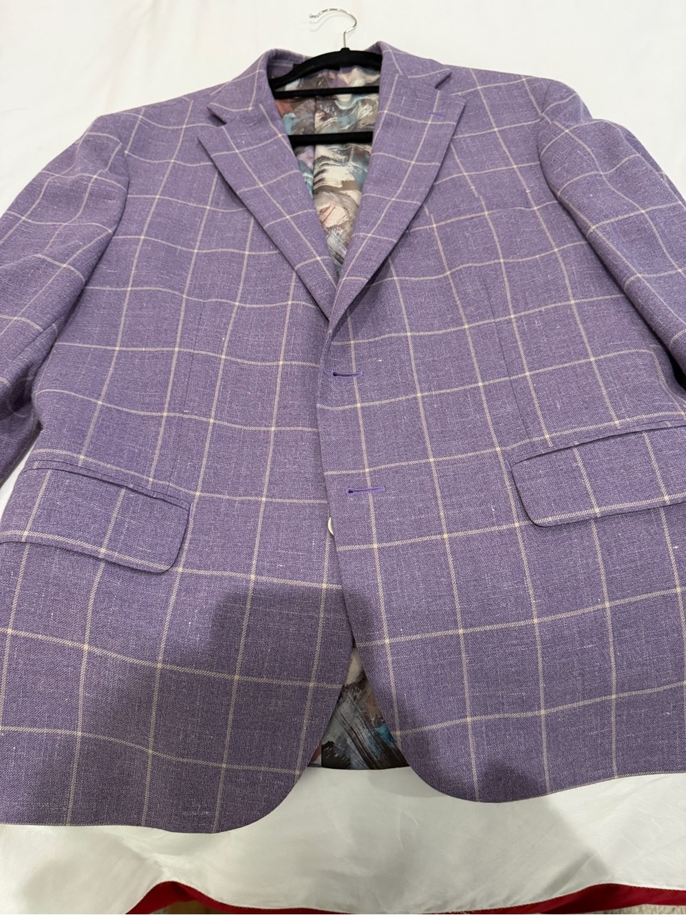 Tallia Purple Windowpane Sport Coat Blazer Men’s 42R Like New